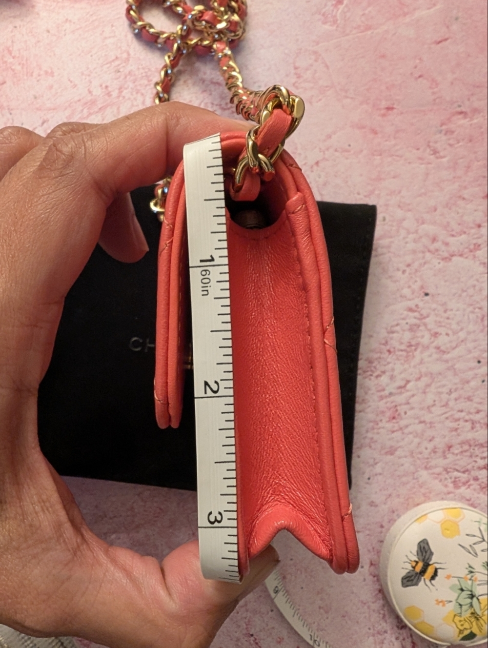CHANEL Coral Pink Quilted Mini Bag / Wallet on Chain with Gold Hardware - Picture 16 of 16